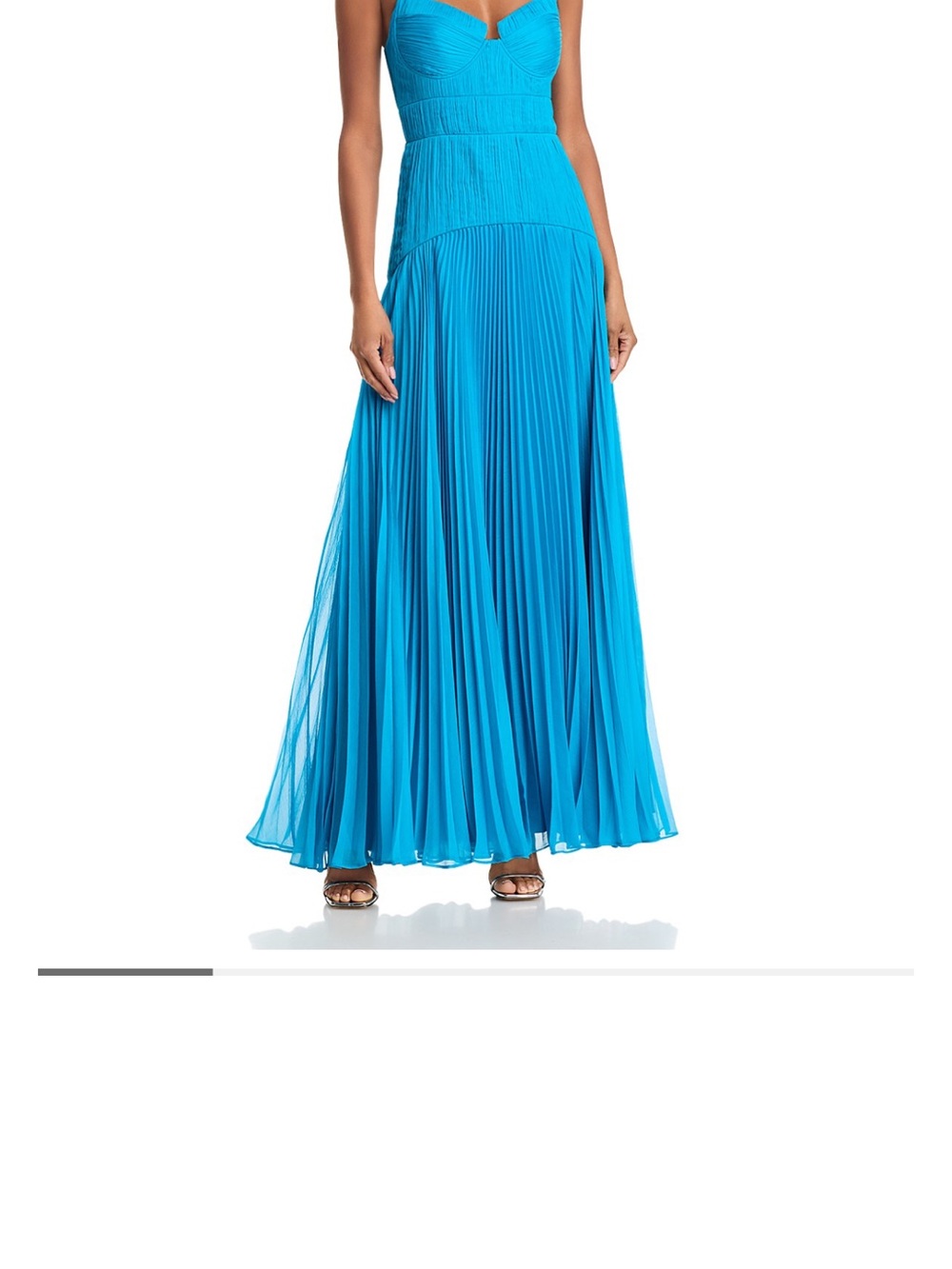 AMUR Pleated Spaghetti-Strap Maxi Dress in Teal Blue - Picture 5 of 8